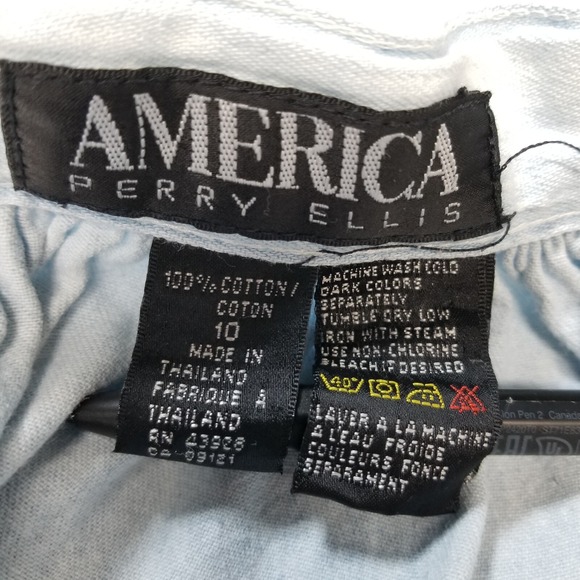 Vintage Skirt Women 10 Blue Denim Gathered Snap Front Pockets 90's Boho Cottage - Picture 9 of 9